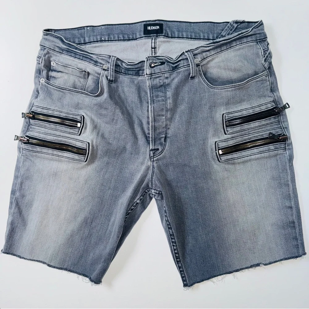 Hudson Broderick Gray Cutoff Denim Shorts Size 38‎